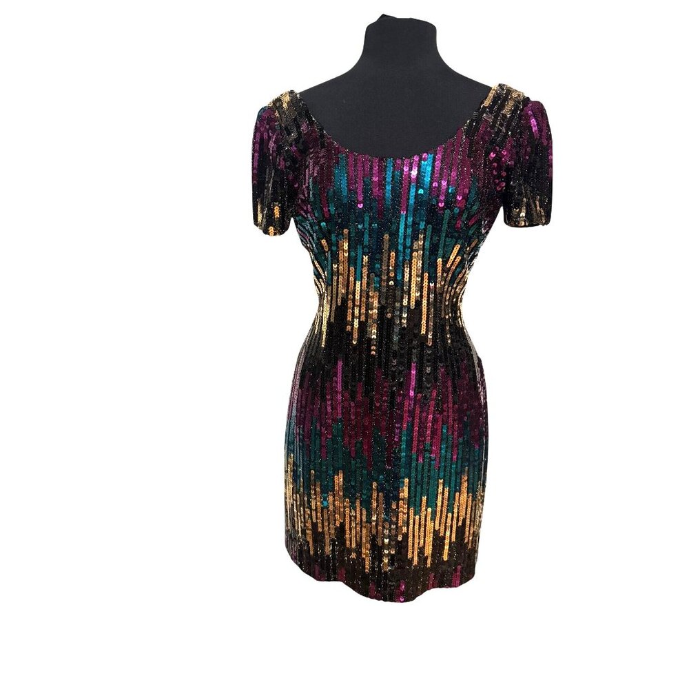 Vintage Alyce Designs Sequin Party Dress Size 14 • Made in USA